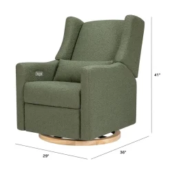 Babyletto Kiwi Electronic Glider Recliner w/ USB - Olive Boucle w/ Light Wood Base