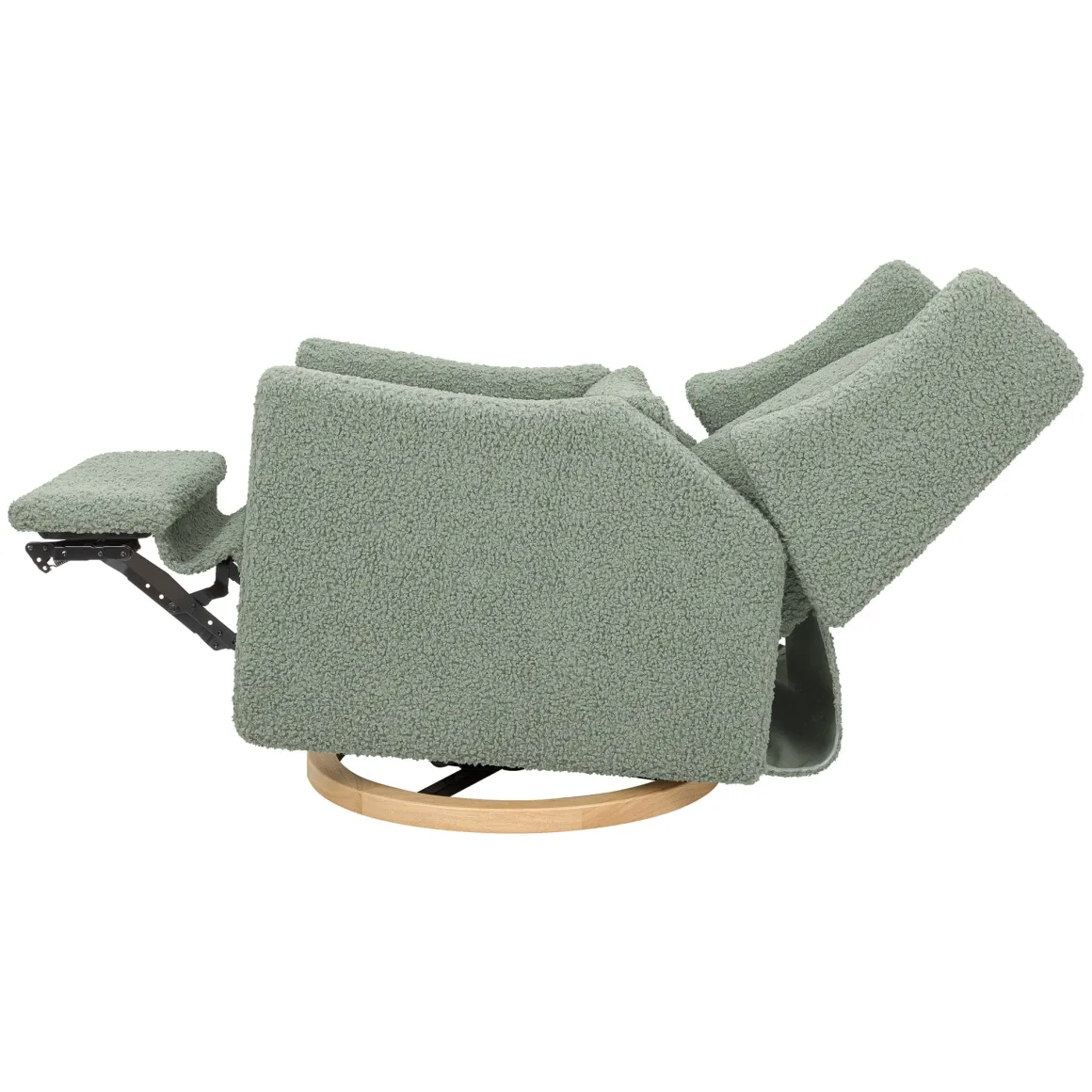 Babyletto Kiwi Electronic Glider Recliner w/ USB - Sage Teddy Loop w/ Light Wood Base