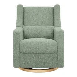 Babyletto Kiwi Electronic Glider Recliner w/ USB - Sage Teddy Loop w/ Light Wood Base