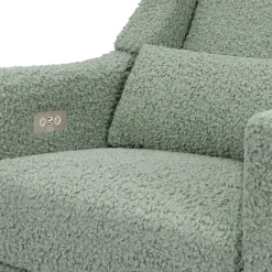 Babyletto Kiwi Electronic Glider Recliner w/ USB - Sage Teddy Loop w/ Light Wood Base