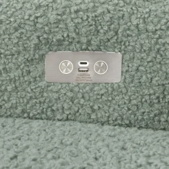 Babyletto Kiwi Electronic Glider Recliner w/ USB - Sage Teddy Loop w/ Light Wood Base