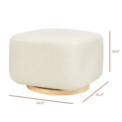 Babyletto Kiwi Gliding Ottoman - Cream Shearling with Light Wood Base