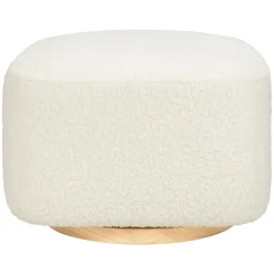 Babyletto Kiwi Gliding Ottoman - Cream Shearling with Light Wood Base