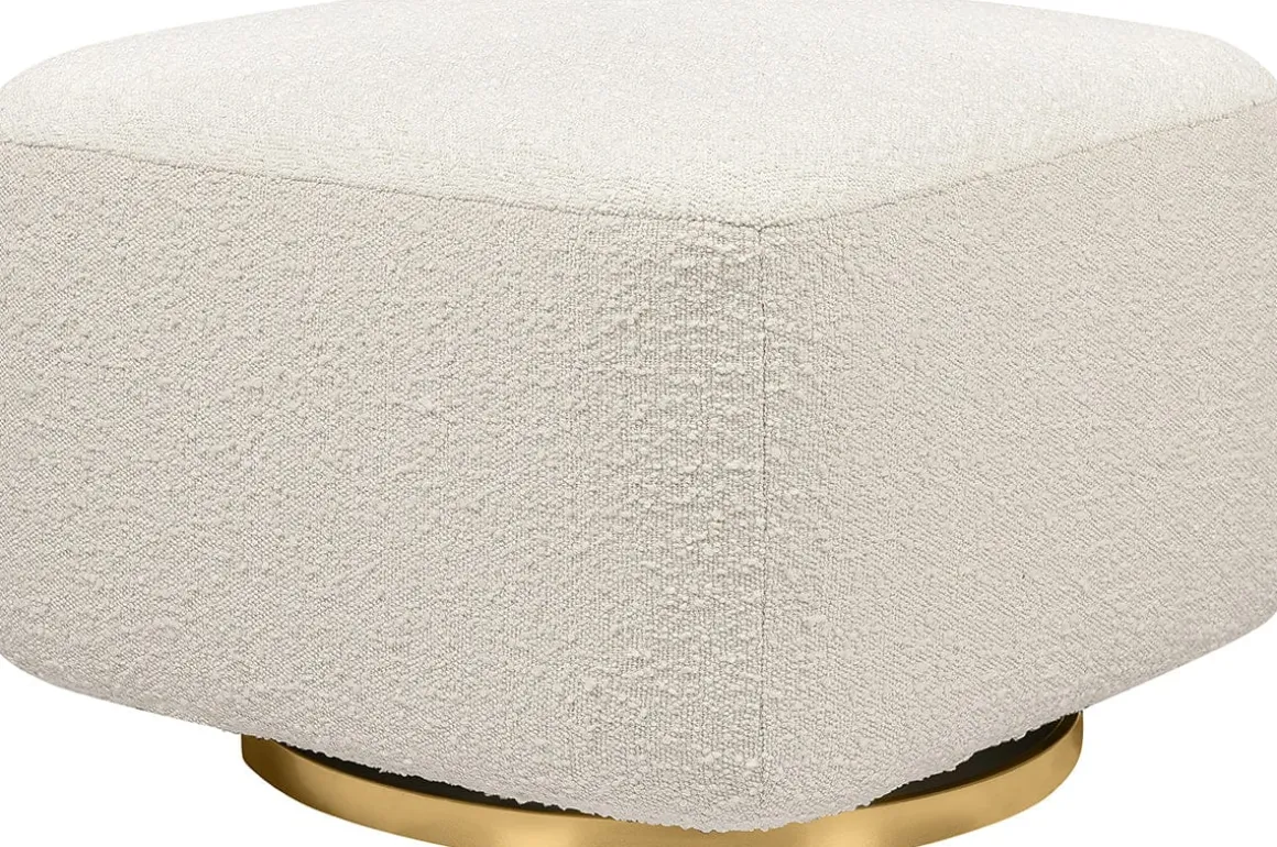 Babyletto Kiwi Gliding Ottoman - Ivory Boucle w/ Gold Base