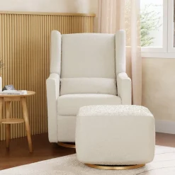 Babyletto Kiwi Gliding Ottoman - Ivory Boucle w/ Gold Base