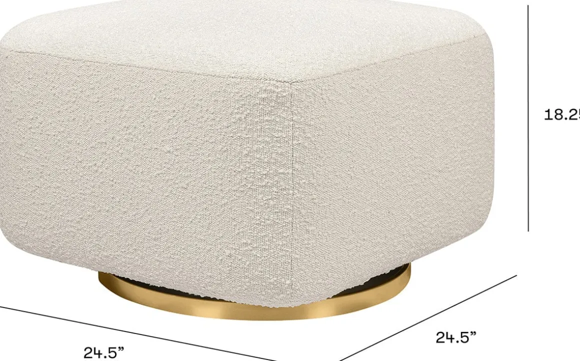 Babyletto Kiwi Gliding Ottoman - Ivory Boucle w/ Gold Base