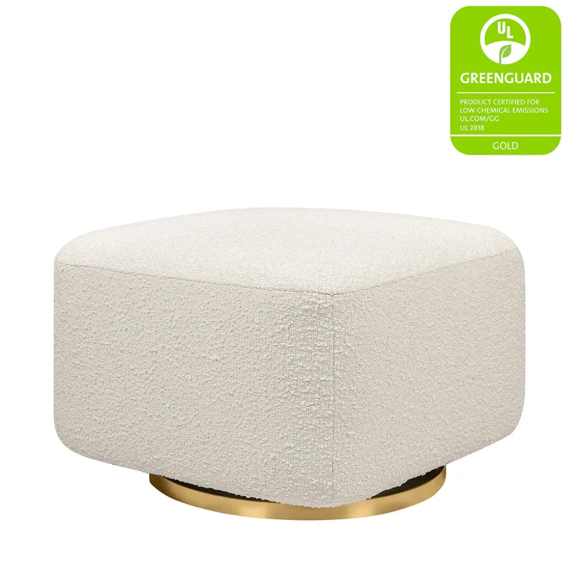 Babyletto Kiwi Gliding Ottoman - Ivory Boucle w/ Gold Base