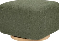 Babyletto Kiwi Gliding Ottoman - Olive Boucle w/ Light Wood Base