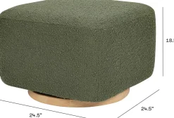 Babyletto Kiwi Gliding Ottoman - Olive Boucle w/ Light Wood Base