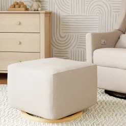 Babyletto Kiwi Gliding Ottoman - Performance Beach Eco-Weave w/ Light Wood Base