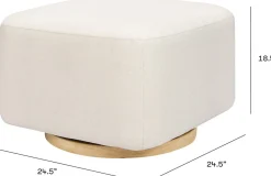 Babyletto Kiwi Gliding Ottoman - Performance Cream Eco-Weave w/ Light Wood Base