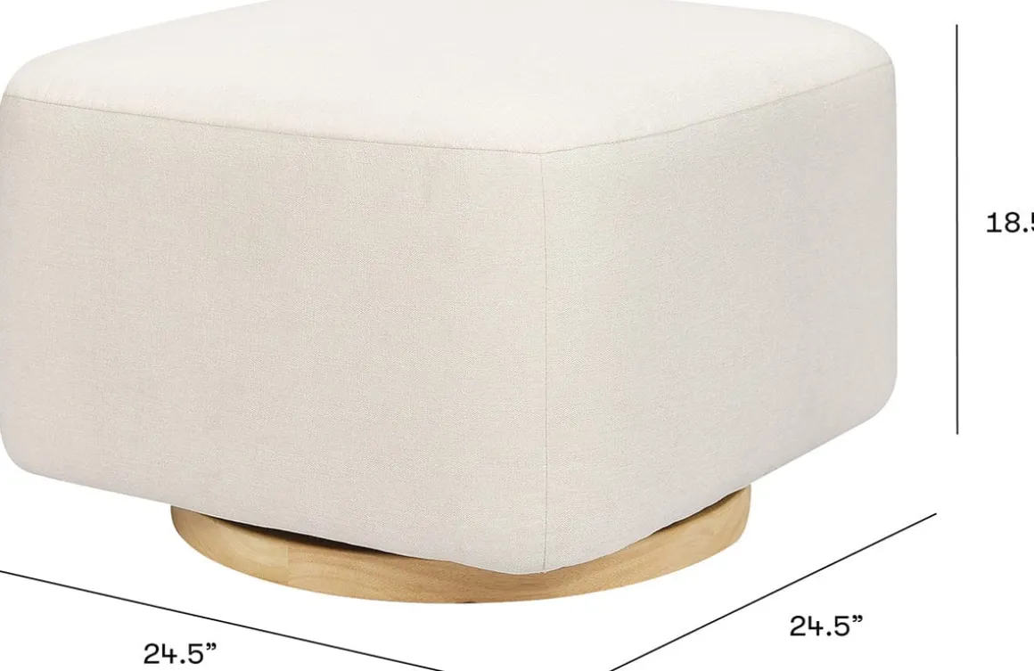 Babyletto Kiwi Gliding Ottoman - Performance Cream Eco-Weave w/ Light Wood Base