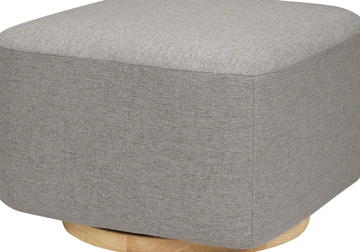 Babyletto Kiwi Gliding Ottoman - Performance Grey Eco-Weave w/ Light Wood Base