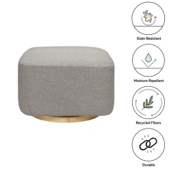 Babyletto Kiwi Gliding Ottoman - Performance Grey Eco-Weave w/ Light Wood Base