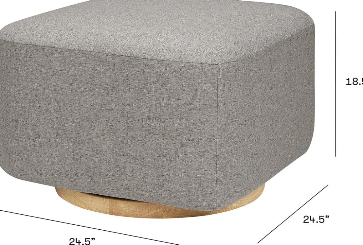 Babyletto Kiwi Gliding Ottoman - Performance Grey Eco-Weave w/ Light Wood Base