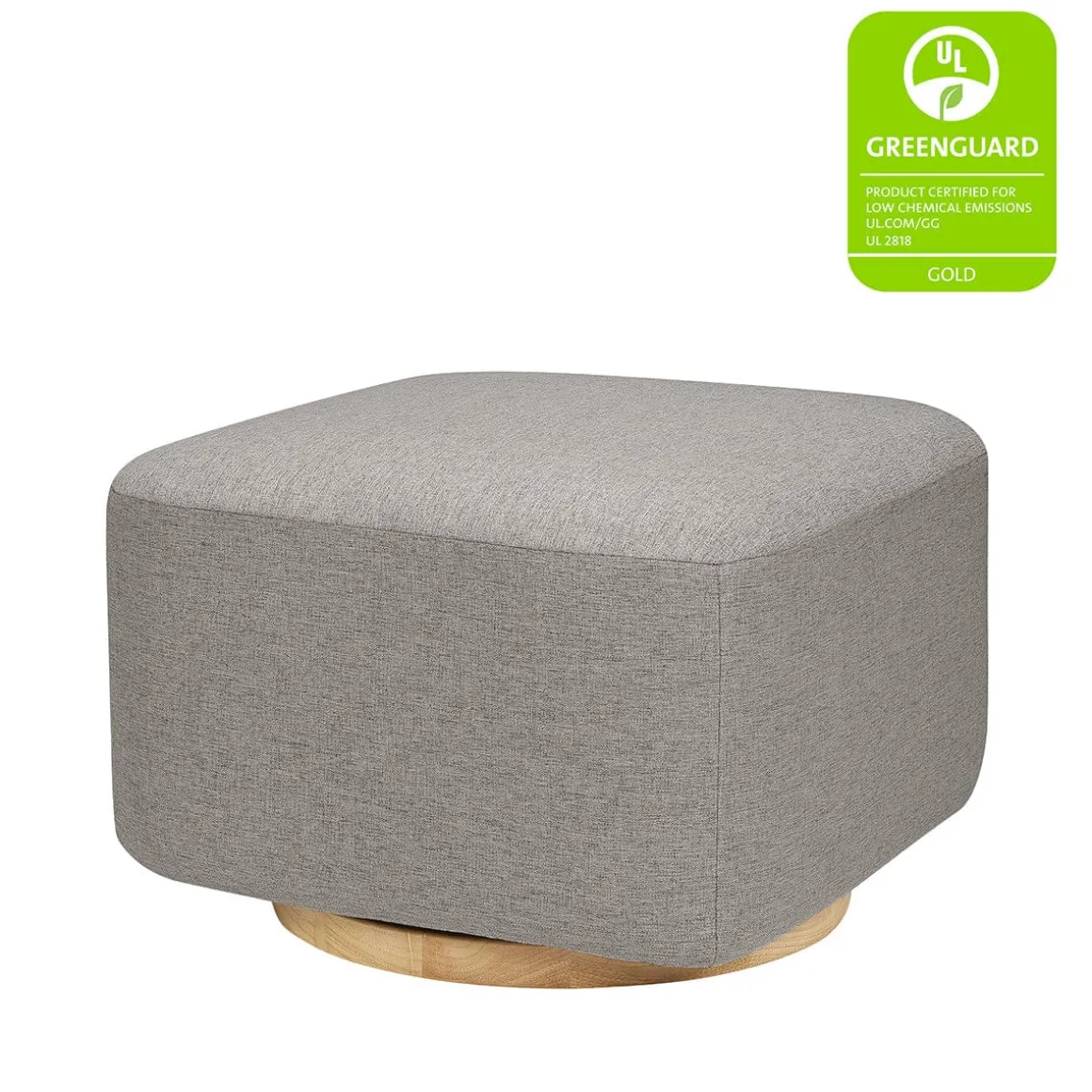 Babyletto Kiwi Gliding Ottoman - Performance Grey Eco-Weave w/ Light Wood Base