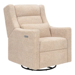 Babyletto Kiwi Plus Electric Recliner Swivel Glider w/ Adjustable Headrest + USB Port - Chai Shearling