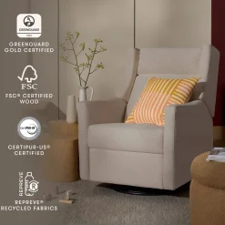 Babyletto Kiwi Plus Electric Recliner Swivel Glider w/ Adjustable Headrest + USB Port - Performance Beach Eco-Weave