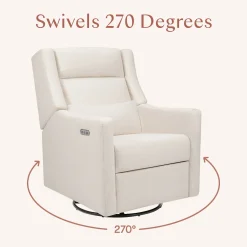 Babyletto Kiwi Plus Electric Recliner Swivel Glider w/ Adjustable Headrest + USB Port - Performance Cream Eco-Weave