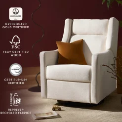 Babyletto Kiwi Plus Electric Recliner Swivel Glider w/ Adjustable Headrest + USB Port - Performance Cream Eco-Weave