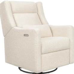 Babyletto Kiwi Plus Electric Recliner Swivel Glider w/ Adjustable Headrest + USB Port - Performance Ivory Boucle