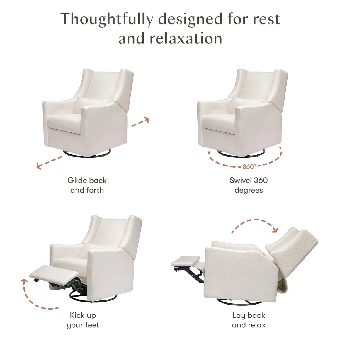 Babyletto Kiwi Recliner and Swivel Glider - Performance Cream Eco-Weave