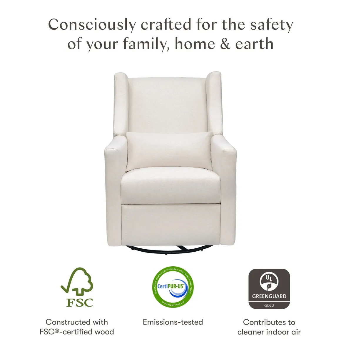 Babyletto Kiwi Recliner and Swivel Glider - Performance Cream Eco-Weave