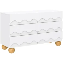 Babyletto Lido Wave 6-Drawer Assembled Dresser - White / Honey
