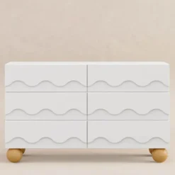 Babyletto Lido Wave 6-Drawer Assembled Dresser - White / Honey