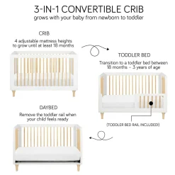 Babyletto Lolly 3-In-1 Convertible Crib with Toddler Bed Conversion Kit - Black/WashedNatural