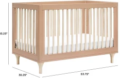 Babyletto Lolly 3-In-1 Convertible Crib with Toddler Bed Conversion Kit - Canyon/Washed Natural