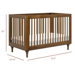 Babyletto Lolly 3-In-1 Convertible Crib with Toddler Bed Conversion Kit - Natural Walnut