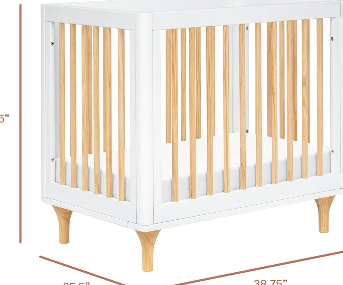 Babyletto Lolly 4-in-1 Convertible Mini Crib w/ Toddler Bed Conversion Kit - White/Natural