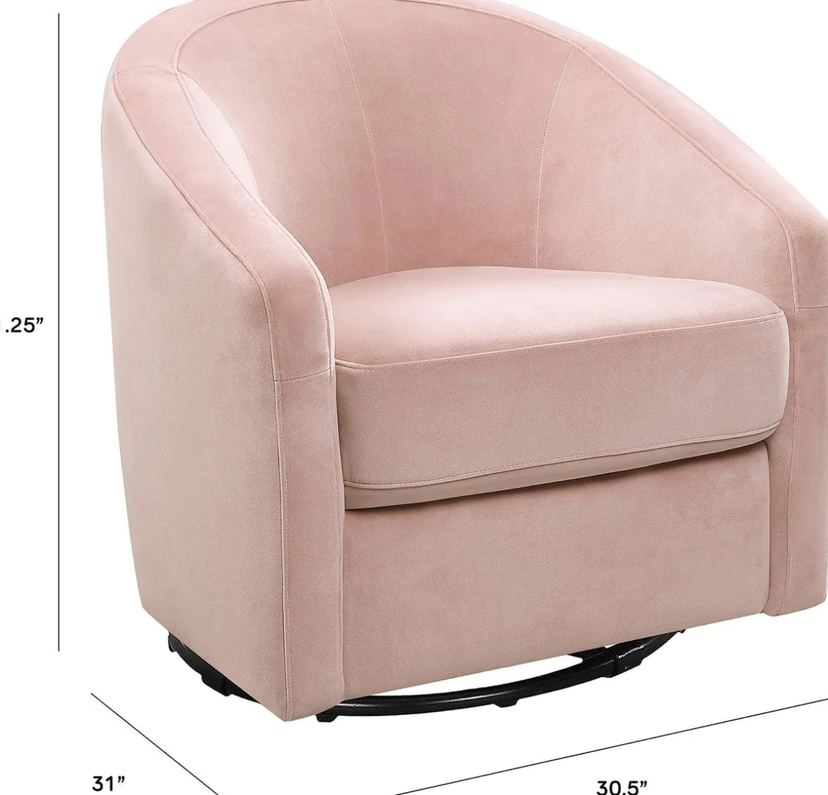 Babyletto Madison Swivel Glider - Blush Pink Velvet