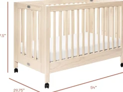 Babyletto Maki Full-Size Portable Folding Crib w/Toddler Bed Conversion Kit - Washed Natural