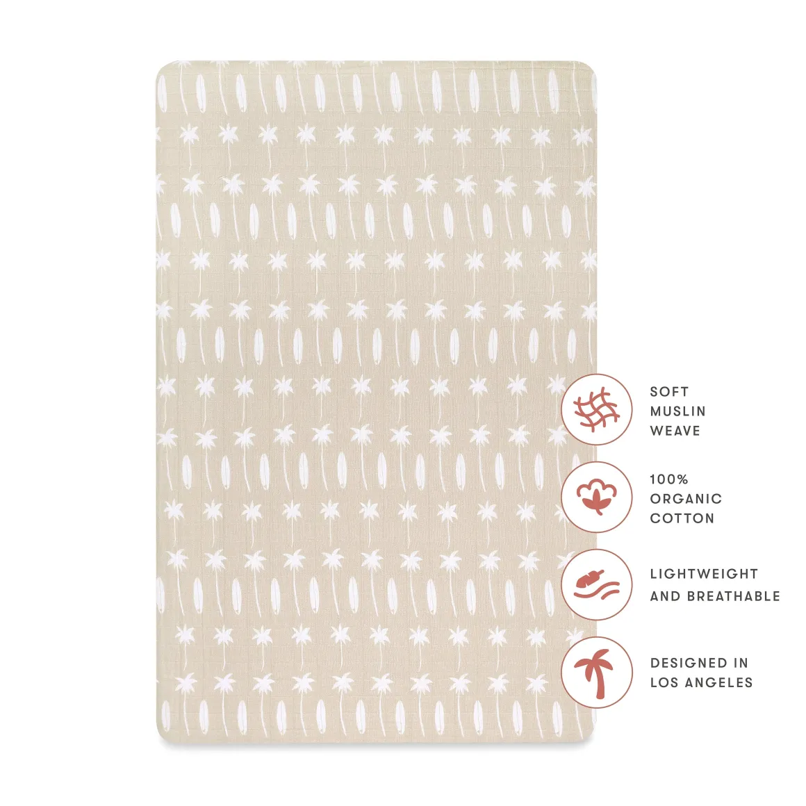 Babyletto Mini Crib Sheet in GOTS Certified Organic Muslin Cotton - Beach Bum