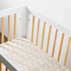Babyletto Mini Crib Sheet in GOTS Certified Organic Muslin Cotton - Beach Bum