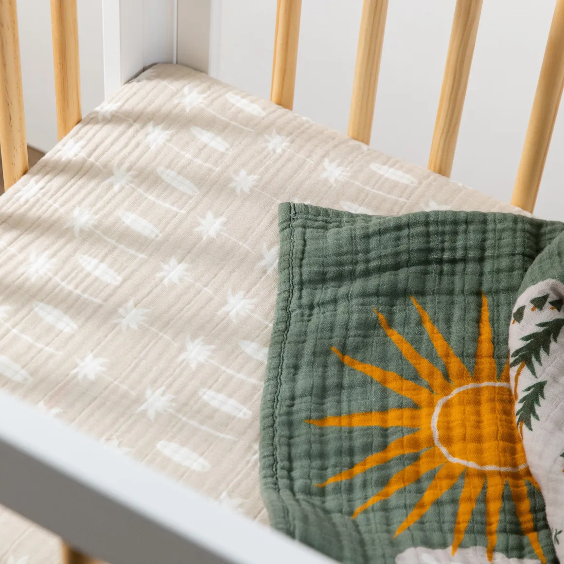 Babyletto Mini Crib Sheet in GOTS Certified Organic Muslin Cotton - Beach Bum