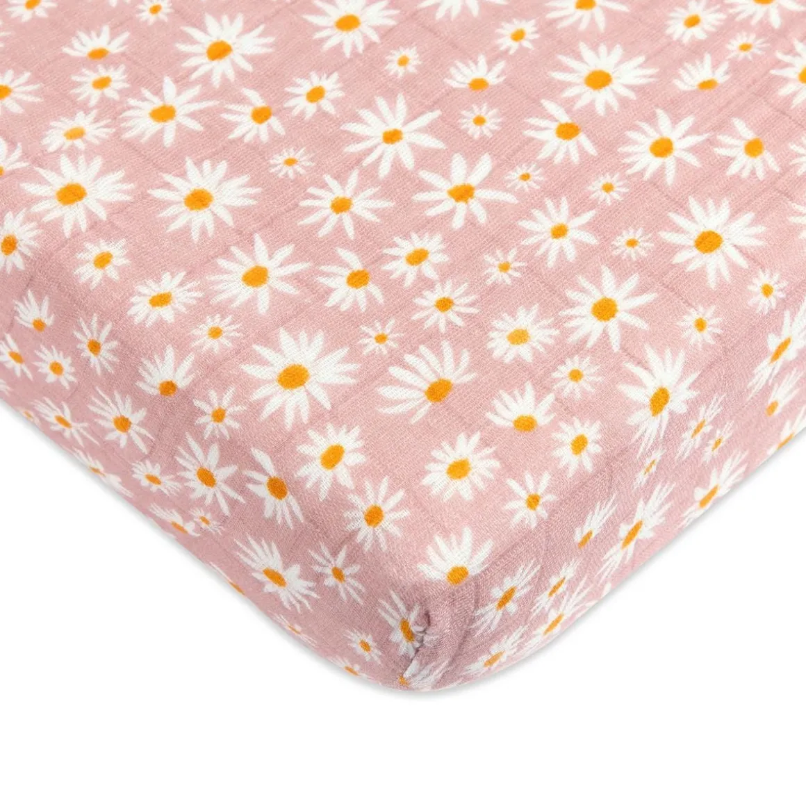 Babyletto Mini Crib Sheet in GOTS Certified Organic Muslin Cotton - Daisy