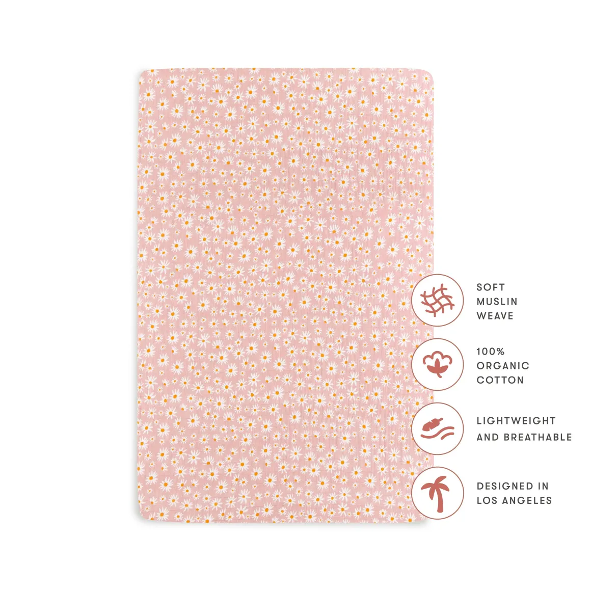Babyletto Mini Crib Sheet in GOTS Certified Organic Muslin Cotton - Daisy
