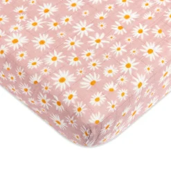 Babyletto Mini Crib Sheet in GOTS Certified Organic Muslin Cotton - Daisy