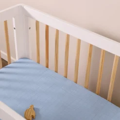 Babyletto Mini Crib Sheet in GOTS Certified Organic Muslin Cotton - Dewdrop