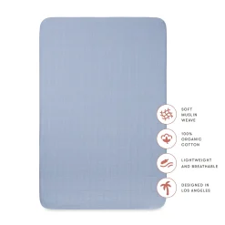 Babyletto Mini Crib Sheet in GOTS Certified Organic Muslin Cotton - Dewdrop