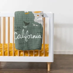 Babyletto Mini Crib Sheet in GOTS Certified Organic Muslin Cotton - Golden Hour