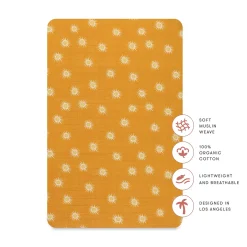 Babyletto Mini Crib Sheet in GOTS Certified Organic Muslin Cotton - Golden Hour