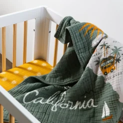 Babyletto Mini Crib Sheet in GOTS Certified Organic Muslin Cotton - Golden Hour