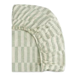 Babyletto Mini Crib Sheet in GOTS Certified Organic Muslin Cotton - Moss Stripe