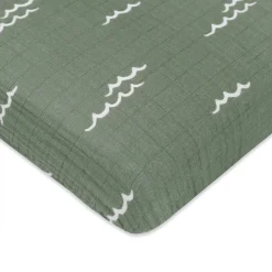 Babyletto Mini Crib Sheet in GOTS Certified Organic Muslin Cotton - Ocean Waves