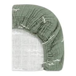 Babyletto Mini Crib Sheet in GOTS Certified Organic Muslin Cotton - Ocean Waves