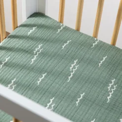 Babyletto Mini Crib Sheet in GOTS Certified Organic Muslin Cotton - Ocean Waves